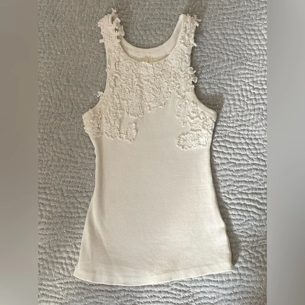 🤍Anthropologie The Pippah Lace Applique Tank Size XXS - Picture 6 of 11